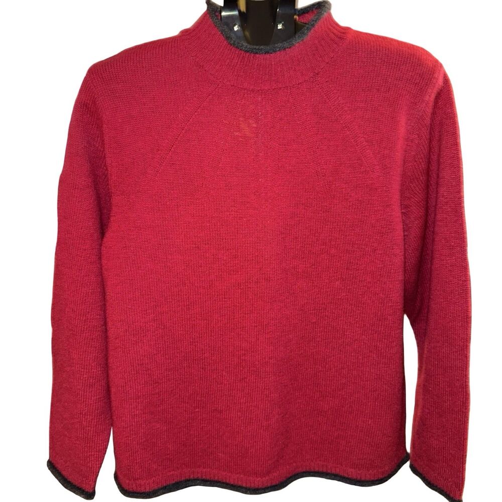 Woolrich Oarsman Sweater Size‎ XL Roll Neck Red Gray 100% Wool